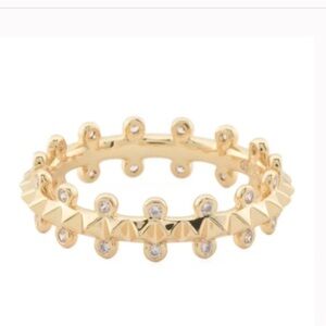 Kendra Scott Jada Gold Band Ring In White CZ 7 New